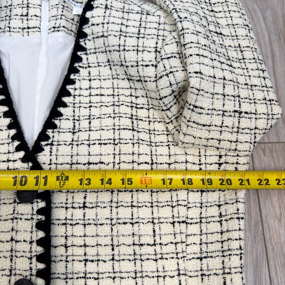 Veronica Beard Palatine Tweed Mini Dress White Black Sz 14 - Picture 9 of 11